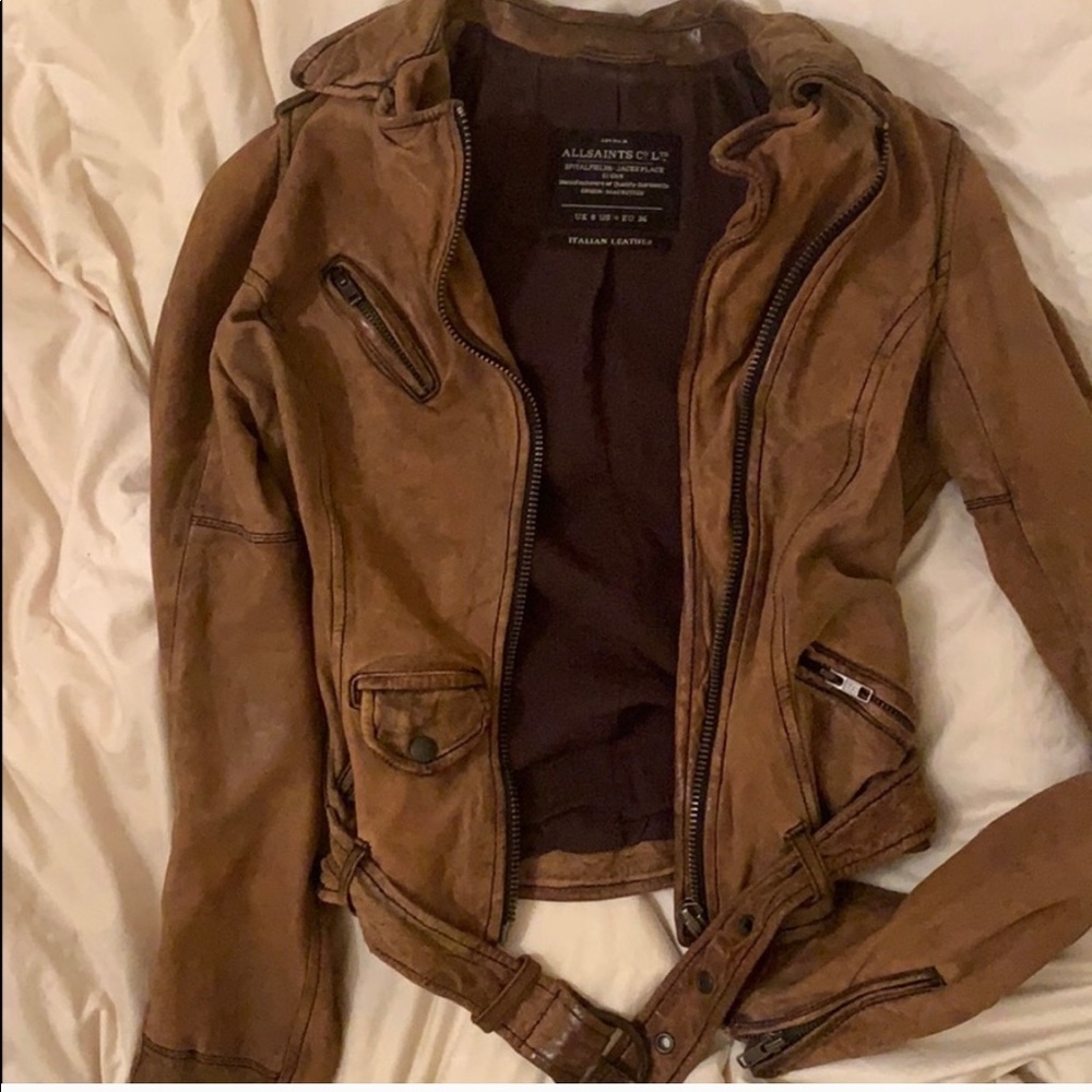 All Saints Brown Leather Jacket